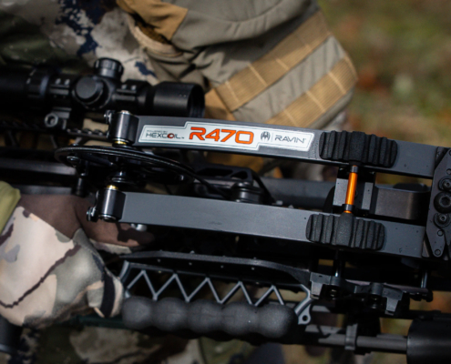 A closeup of the limbs of the new Ravin 470 crossbow.